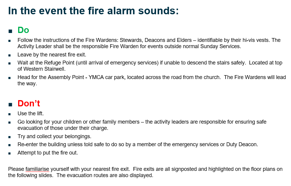 Fire Evacuation procedure